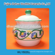 Hot selling classical design ceramic food storage container with lid